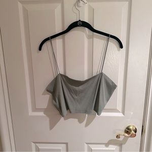 nwot h&M XL tube top crop top tank top with cord straps Sage green ribbed